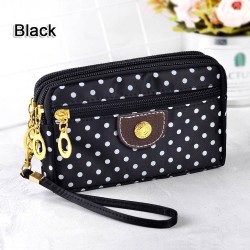 Bolsa clutch pequena - zíper triplo - alça de pulso - padrão de pontos