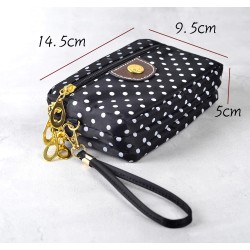 Bolsa clutch pequena - zíper triplo - alça de pulso - padrão de pontos