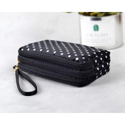 Bolsa clutch pequena - zíper triplo - alça de pulso - padrão de pontos