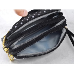 Bolsa clutch pequena - zíper triplo - alça de pulso - padrão de pontos