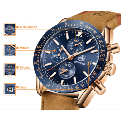 BENYAR - relógio Quartz esportivo - à prova d'água - pulseira de couro