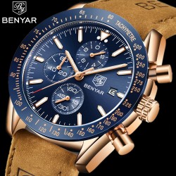 BENYAR - relógio Quartz esportivo - à prova d'água - pulseira de couro