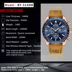 BENYAR - relógio Quartz esportivo - à prova d'água - pulseira de couro