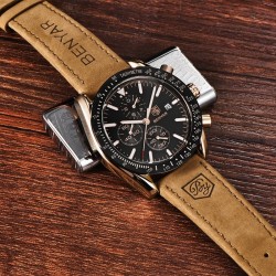 BENYAR - relógio Quartz esportivo - à prova d'água - pulseira de couro
