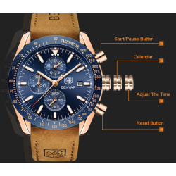BENYAR - relógio Quartz esportivo - à prova d'água - aço inoxidável
