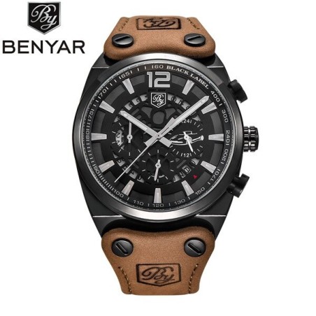 BENYAR - relógio Quartz esportivo - à prova d'água - pulseira de couro
