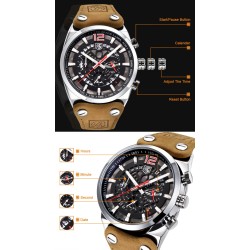 BENYAR - relógio Quartz esportivo - à prova d'água - pulseira de couro