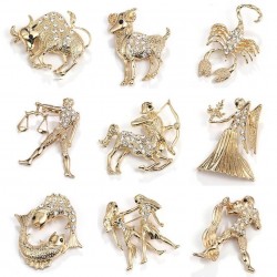 Signos de cristal do zodíaco - broche de ouro