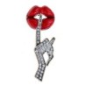 Crystal brooch - red lips / Be Quiet gestureBrooches