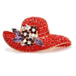 broche de chapéu de cristal vermelho