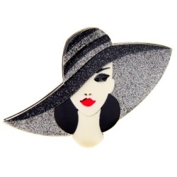 Senhora de chapéu preto - broche