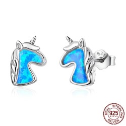 Brincos de unicórnio - opala azul - prata de lei 925