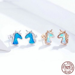 Brincos de unicórnio - opala azul - prata de lei 925