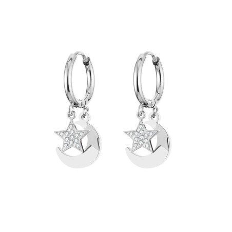 Small circle earrings - moon / crystal starEarrings