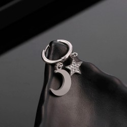 Small circle earrings - moon / crystal starEarrings
