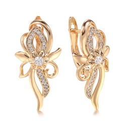 Brincos de ouro rosa elegantes - flor de cristal
