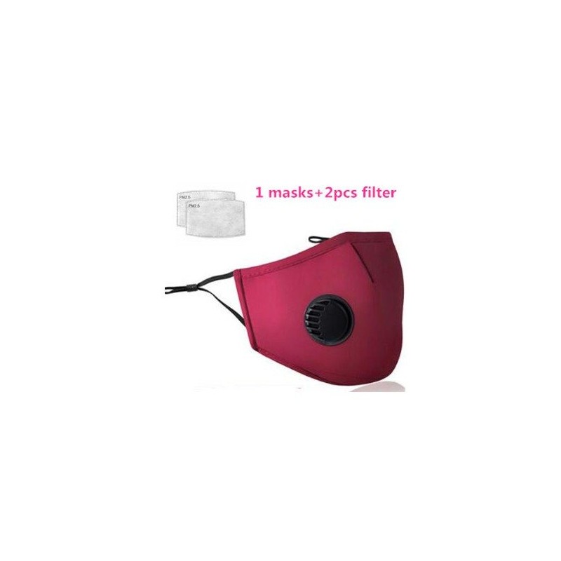 Máscara de proteção facial / bucal - filtro de carvão ativado PM25 - válvula de ar - reutilizável