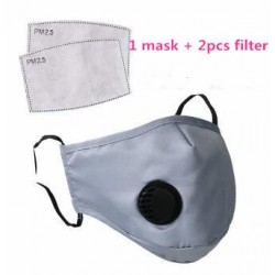 Máscara de proteção facial / bucal - filtro de carvão ativado PM25 - válvula de ar - reutilizável