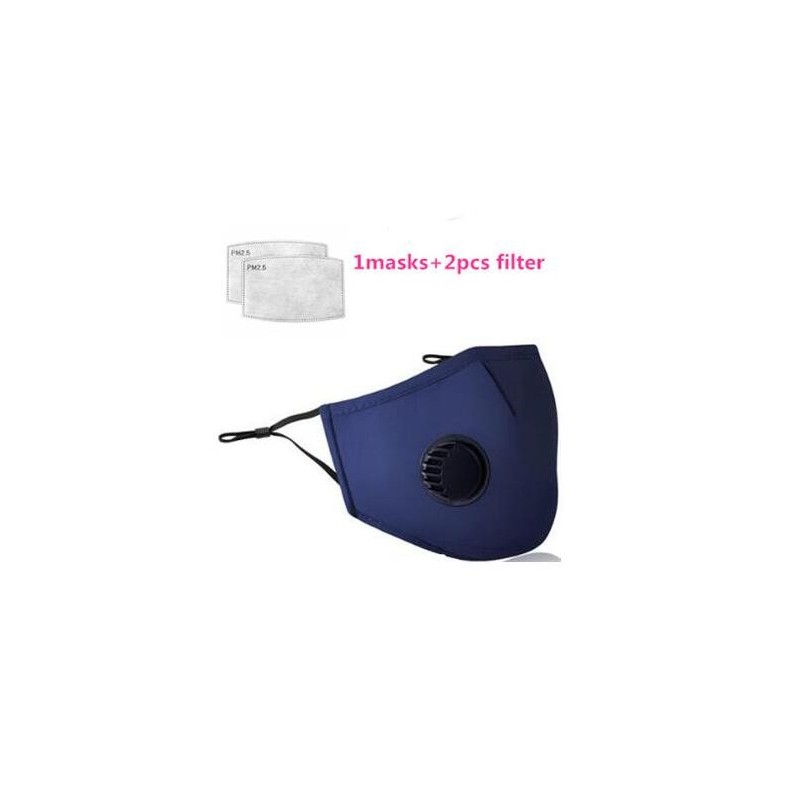 Máscara de proteção facial / bucal - filtro de carvão ativado PM25 - válvula de ar - reutilizável