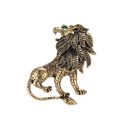 Leão antigo de prata/ouro - broche