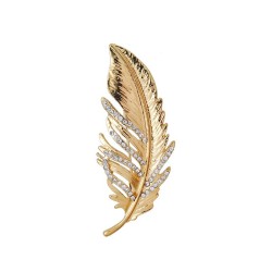 Broche de penas douradas - com cristais
