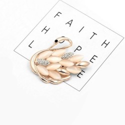 Golden swan brooch - crystals / opalBrooches