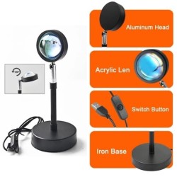 Lâmpada do pôr do sol do arco-íris - projetor de luz colorida - LED - Bluetooth - WiFi