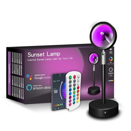 Lâmpada do pôr do sol do arco-íris - projetor de luz colorida - LED - Bluetooth - WiFi