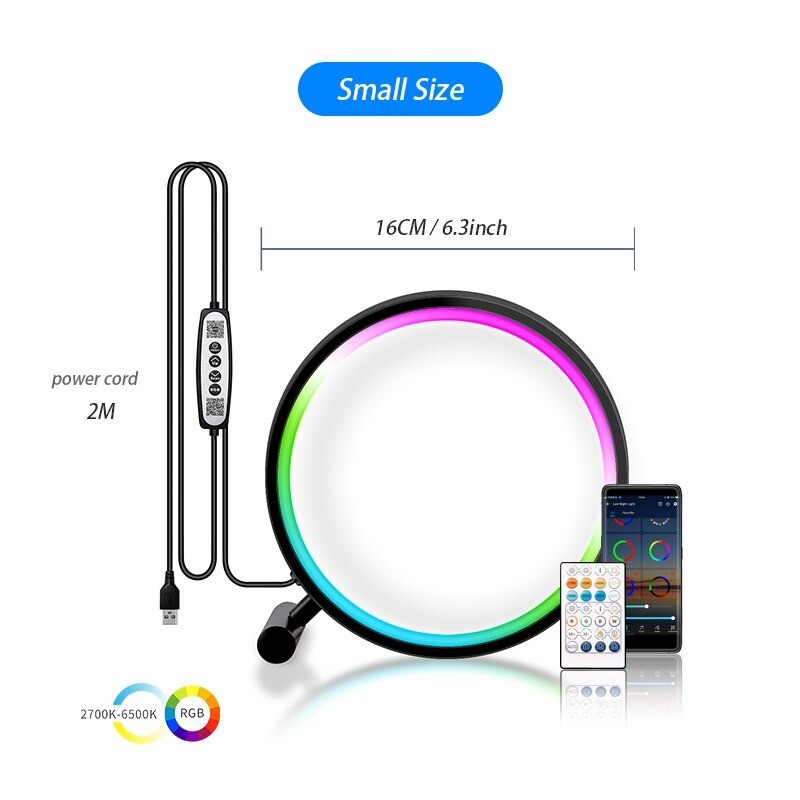 Luz ambiente inteligente - lâmpada noturna - controle de aplicativos - USB - LED - RGB