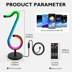 LED night light - Bluetooth - app control - 180° rotating - RGB - musical note shapeLights & lighting