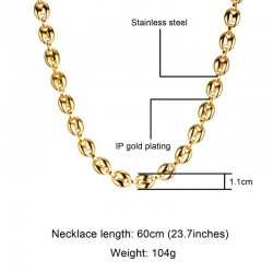 Coffee beans shaped link chain - necklace - stainless steel - unisex - waterproofNecklaces