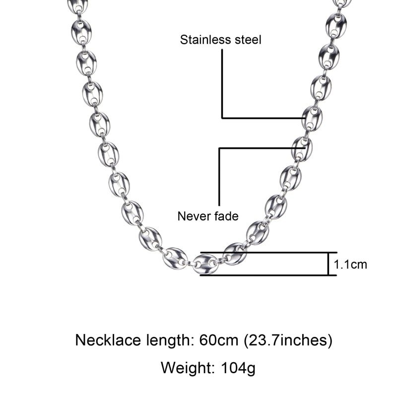 Coffee beans shaped link chain - necklace - stainless steel - unisex - waterproofNecklaces