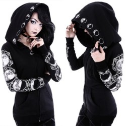 Black hoodie - with zipper - punk styleHoodies & Jumpers