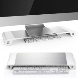 Suporte para monitor/computador em alumínio - com 4 portas USB