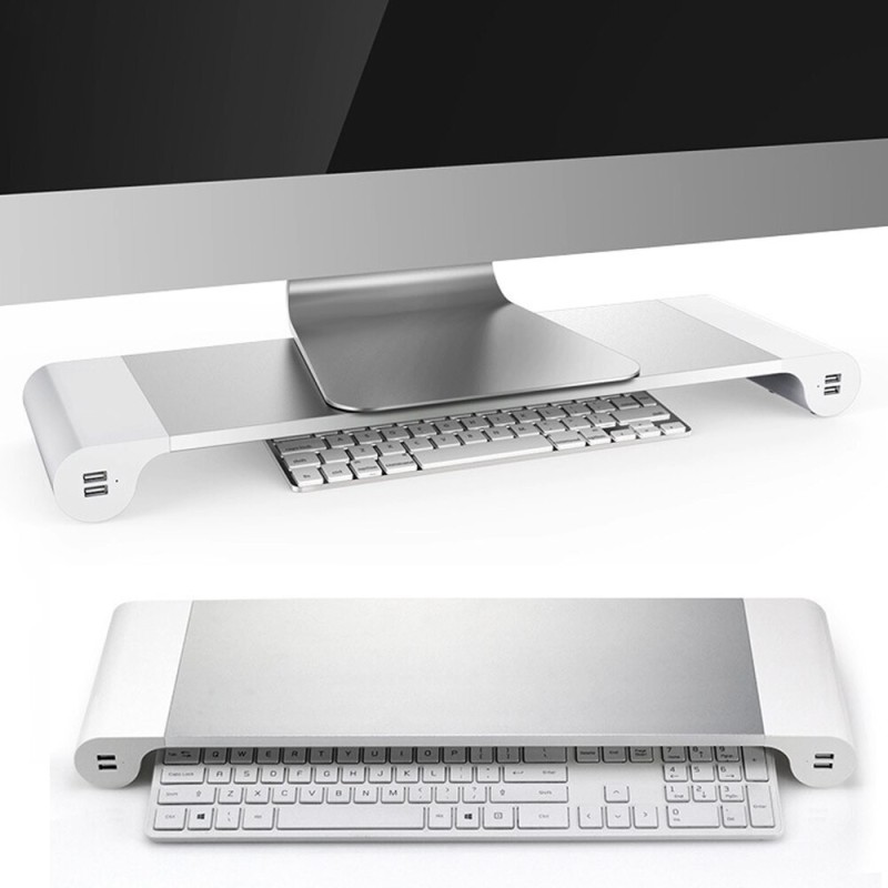 Suporte para monitor/computador em alumínio - com 4 portas USB