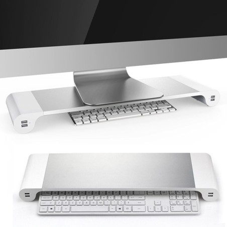 Suporte para monitor/computador em alumínio - com 4 portas USB