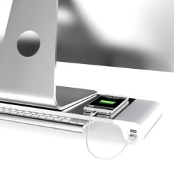 Suporte para monitor/computador em alumínio - com 4 portas USB