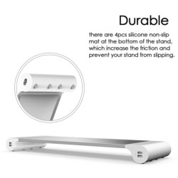 Suporte para monitor/computador em alumínio - com 4 portas USB