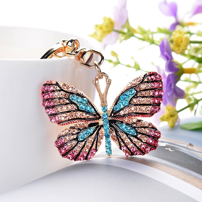 Borboleta de cristal cheia - chaveiro