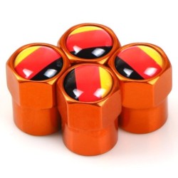 Válvulas de roda de carro - tampas de metal - bandeira alemã - 4 peças