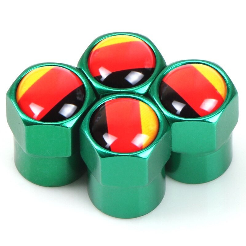 Válvulas de roda de carro - tampas de metal - bandeira alemã - 4 peças