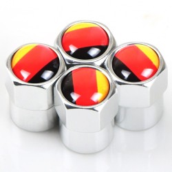 Válvulas de roda de carro - tampas de metal - bandeira alemã - 4 peças