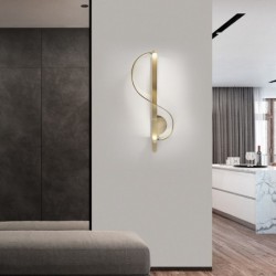 Lâmpada de parede moderna em ouro - em forma de S