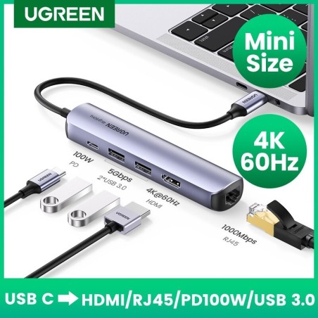 USB-C to HDMI - RJ45 - USB 3.0 - PD - HUB - multifunction adapterHubs