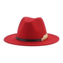 Chapéu de feltro elegante - com cinto decorativo / folha dourada