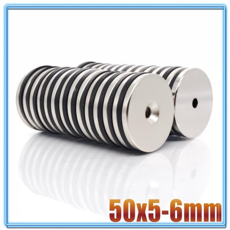 N35 - ímã de neodímio - disco redondo forte - com furo de 6 mm - 50 * 5 mm