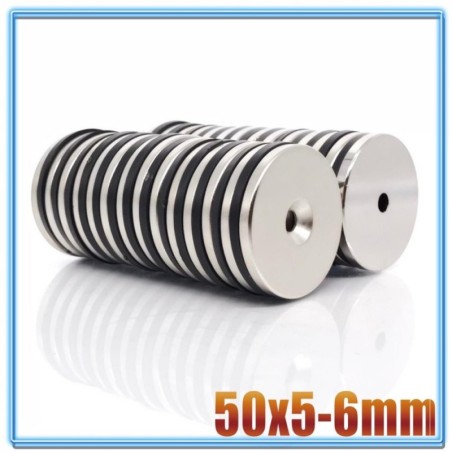 N35 - ímã de neodímio - disco redondo forte - com furo de 6 mm - 50 * 5 mm