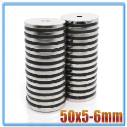 N35 - neodymium magnet - strong round disc - with 6 mm hole - 50 * 5 mmN35