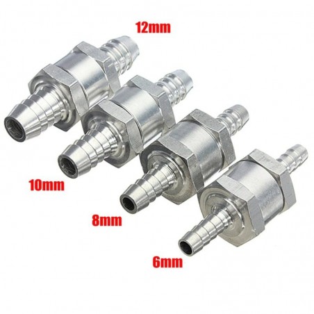 Válvula de combustível de alumínio sem retorno unidirecional - óleo de água diesel a gasolina - 6mm/8mm/10mm/12mm