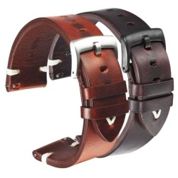 Pulseira de relógio de couro - com fivela de metal